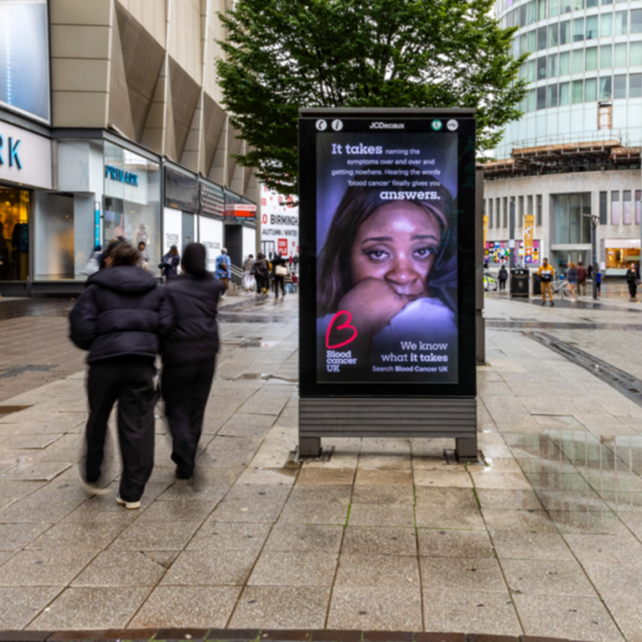 An image of a Blood Cancer UK campaign on programmatic display in Birmingham