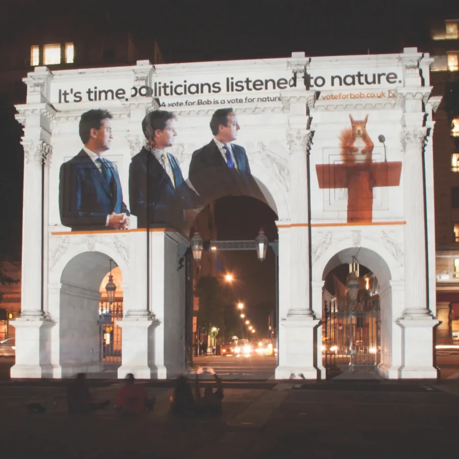 Vote for Bob projected n to Marble Arch