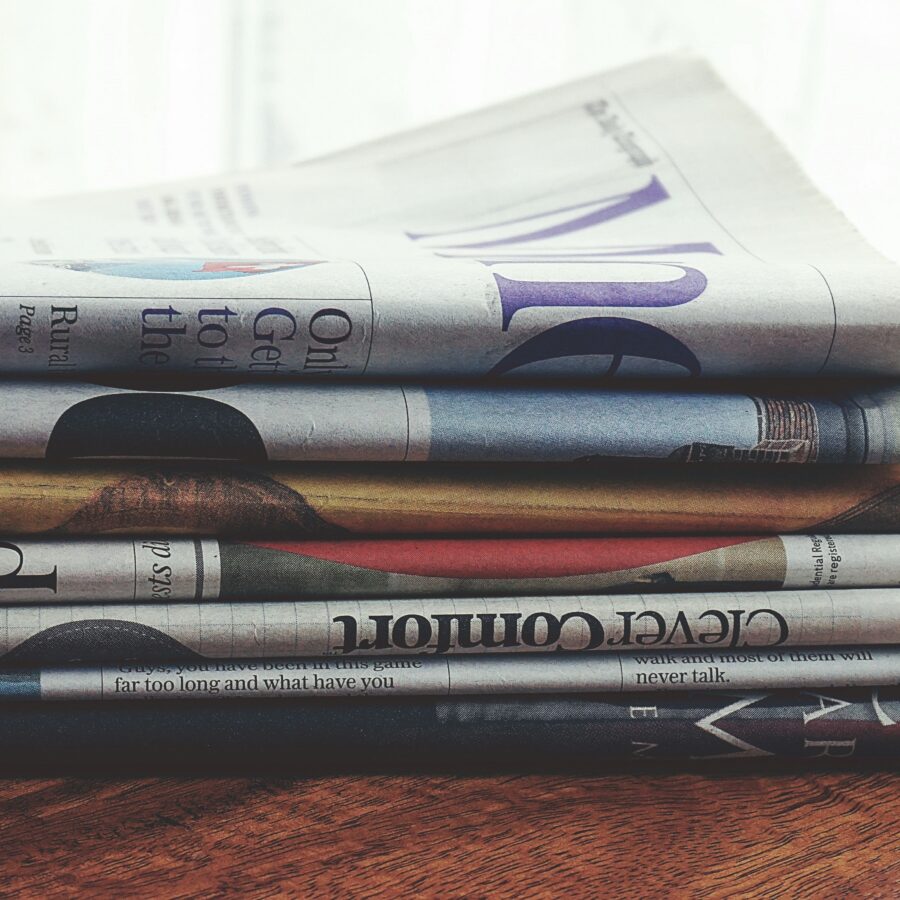 A stack of British newspapers